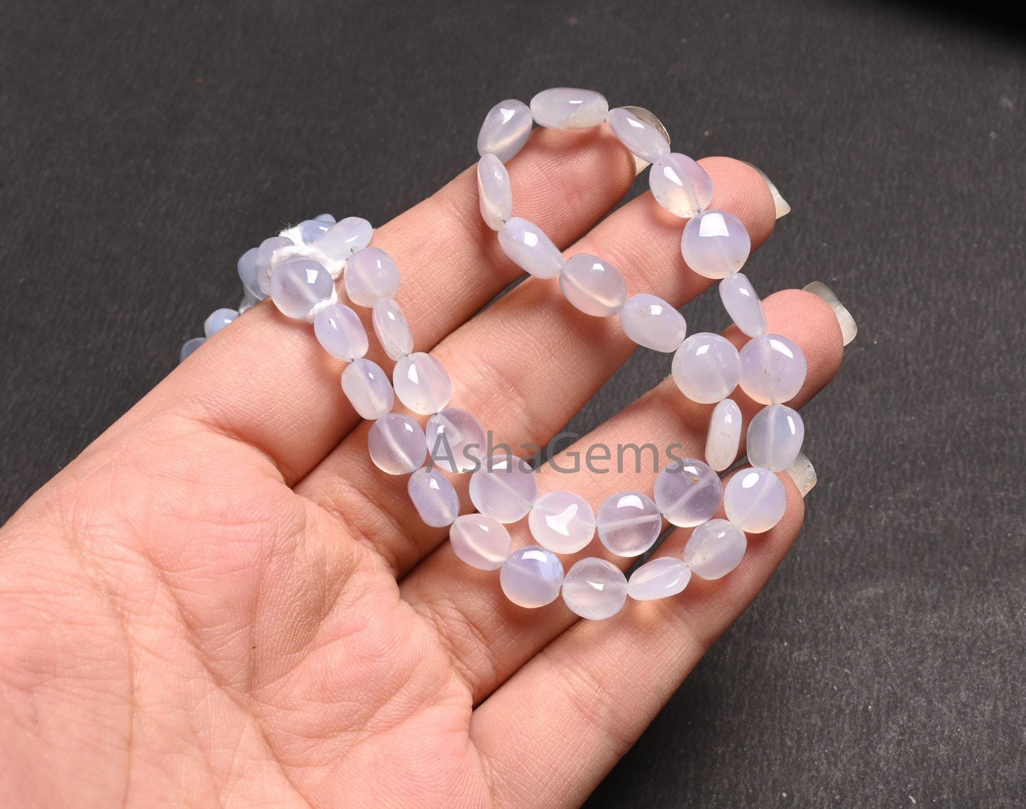 Beautiful White Quartz Smooth Coin Shape Gemstone Loose Beads, Fine Blue lace Quartz Handmade Coin Beads Necklace Making Jewelry Crafts SALE