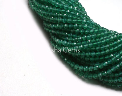3.3mm AAA Green Onyx Micro Cut Faceted Rondelle Beads, Beautiful Green Onyx Micro Cut Gemstone Beads,12.5"Green Onyx Bead Jewelry Craft SALE