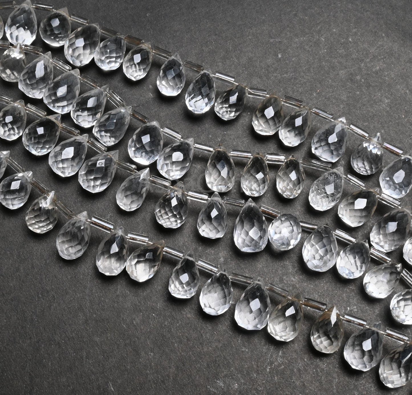 Natural White Crystal Quartz Faceted Drop Beads, Fine Quality Crystal Side Drill Teardrop Briolette Gemstone Beads Jewelry making Craft SALE