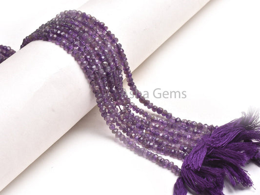 13 inch Natural African Amethyst Rondelle Shape Faceted Gemstone Beads,Purple Amethyst Hand Cut Beads,4, 4.50mm Amethyst Beads Gemstone SALE