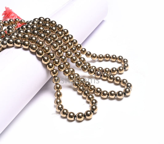 8 mm Beautiful Golden Pyrite Smooth Round Ball Gemstone Beads, AAA Quality Pyrite Gold Plated Round Shape Plain Pyrite Bead Jewelry Crafts