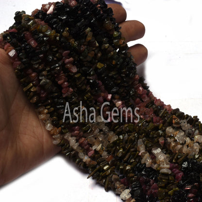 Natural tourmaline uncut chip Beads,34" Strand Multi tourmaline smooth raw rough Uneven Beads Gemstone tourmaline Chip beads Jewelry Crafts