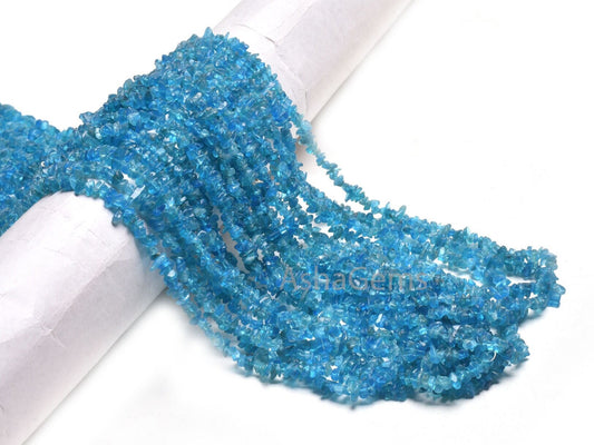 Fine Quality Neon Apatite Uncut Chips Beads,34" Natural Blue Apatite Raw Rough Smooth Nugget Tiny Chip Beads, AAA Apatite Chip Beads Jewelry