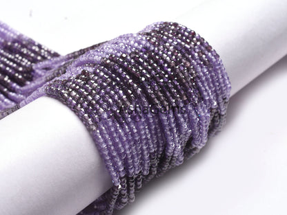 Shaded Blue Zircon faceted Rondelle beads,3 mm AAA Shaded Lavender Zircon Micro Faceted Beads,13' Strand cubic Zircon Beads Jewelry necklace