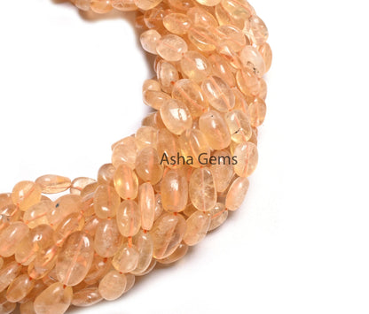 Fine Citrine Smooth Oval Shape Beads,12.5" Strand Natural Yellow Citrine Quartz Plain Handmade Oval Gemstone Loose Beads Jewelry Crafts SALE