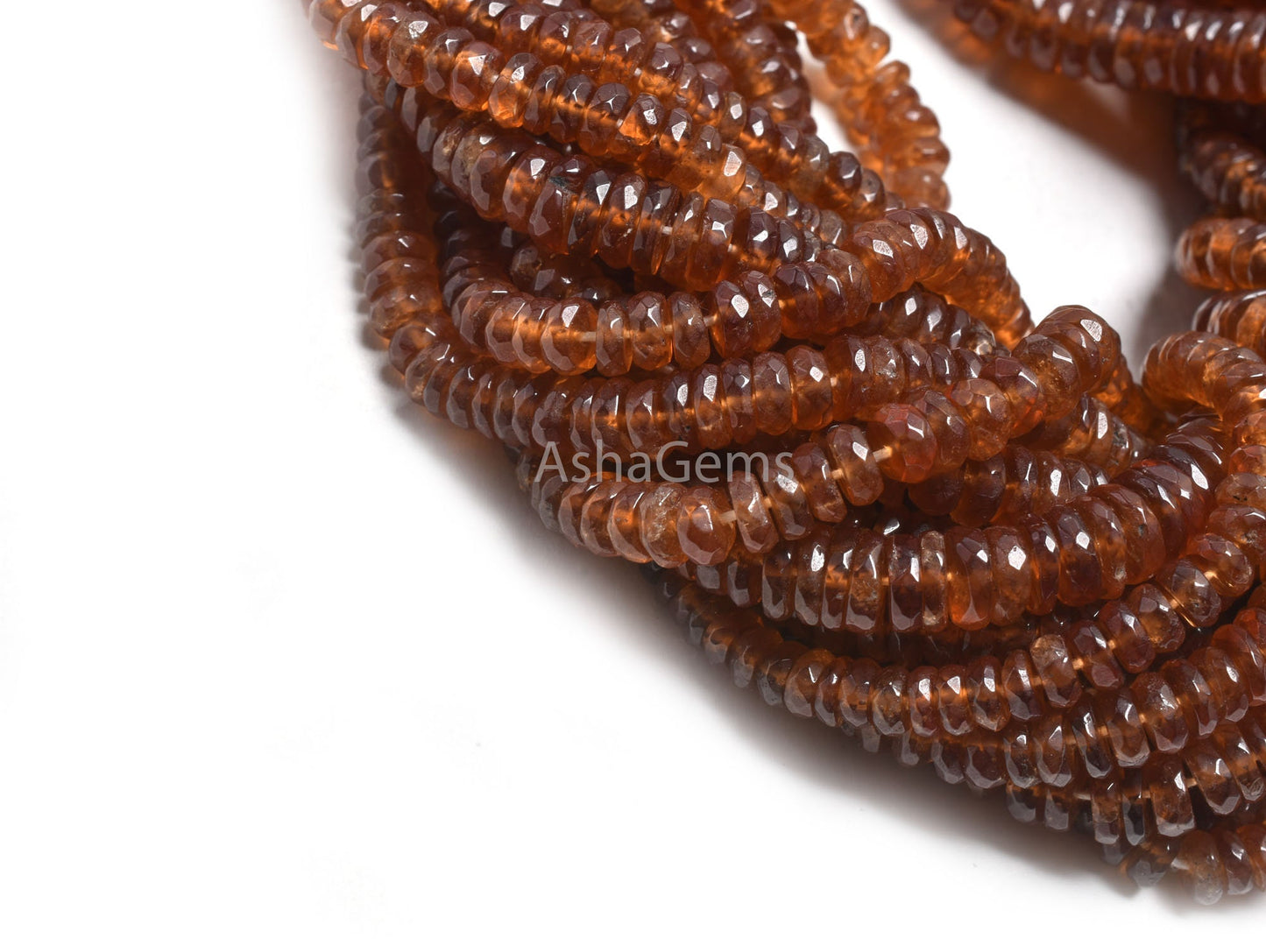 Natural Hessonite Garnet Faceted Heishi Tyre Beads,16" Hessonite Beads, Brown Hessonite Flat Wheel Shape Gemstone Bead Jewelry Making Crafts