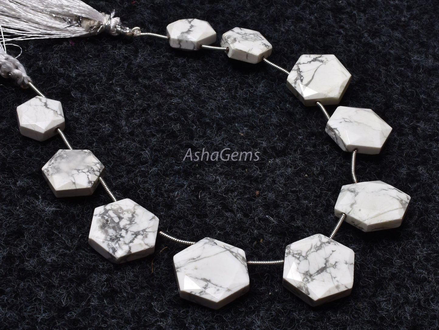 Howlite Faceted Hexagon Shape Gemstone beads,13-18.5 mm White Howlite Fancy 6 Corner Beads, Howlite Beads Briolette For Jewelry Making Craft