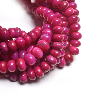 Amazing Magenta Pink Opal smooth Rondelle Gemstone Beads,16" Strand Opal Beads, AAA Dark Pink Opal Plain Handmade Bead Jewelry Making Crafts
