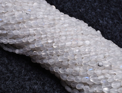Blue Fire Rainbow Moonstone Smooth Mat Finish Oval Beads,13"Strand Natural White rainbow Moonstone handmade Uneven Oval Beads Jewelry Making (AG 6568 )