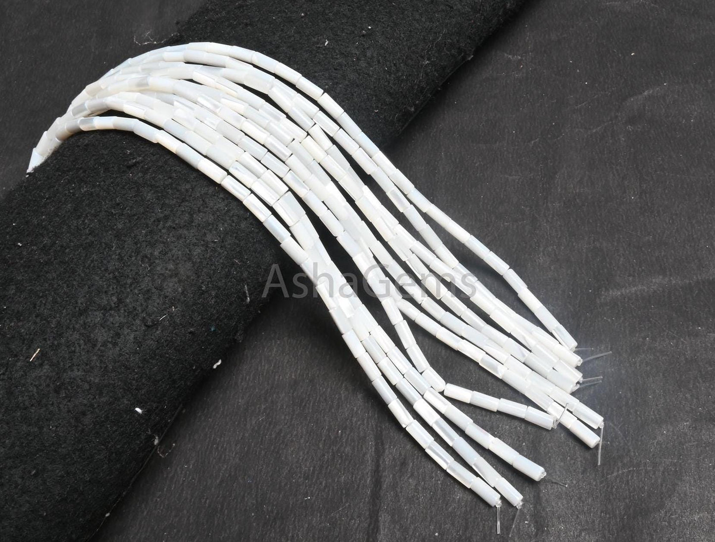 Fine Mother Of Pearl Fancy Tube Shape Smooth Gemstone Beads,3.5-8 mm Natural Iridescent White MOP Shell Pipe Straight Drill MOP Bead Jewelry