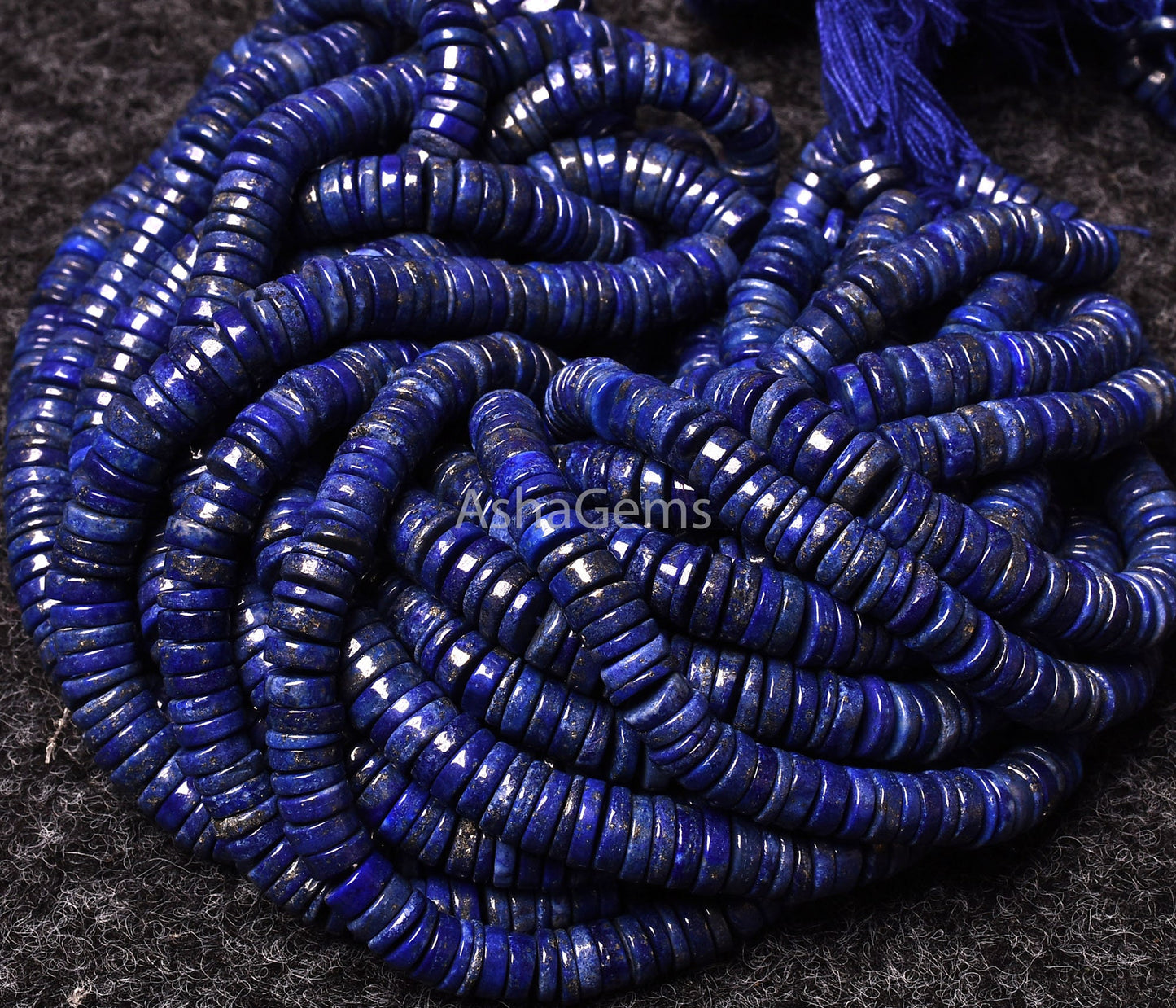 Beautiful  Blue Lapis Lazuli Smooth Heishi Tyre Shape Gemstone Beads,Lapis Flat Gemstone Beads Lapis Loose Beads For Jewelry Making Crafts