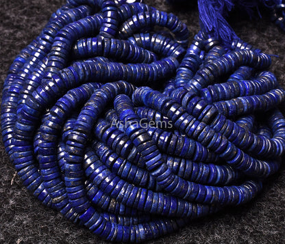 Beautiful  Blue Lapis Lazuli Smooth Heishi Tyre Shape Gemstone Beads,Lapis Flat Gemstone Beads Lapis Loose Beads For Jewelry Making Crafts