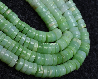 AAA Shaded parrot Green Opal Smooth heishi Tyre Gemstone beads,8 mm Opal Plain Wheel shape beads, Green Opal Smooth flat tyre beads Jewelry