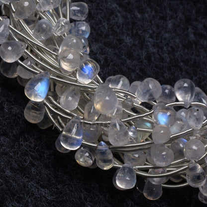 AAA Quality rainbow Moonstone Smooth drops shape beads,9"Strand Natural white rainbow Plain Teardrop handmade gemstone beads Jewelry makings