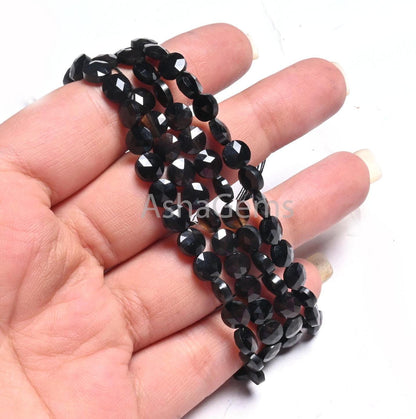 AAA Black Spinel Faceted Coin Shape Beads,6 mm,13" Strand Black Spinel Machine Cut Briolette  Spinel Gemstone Bead Jewelry Making Craft SALE