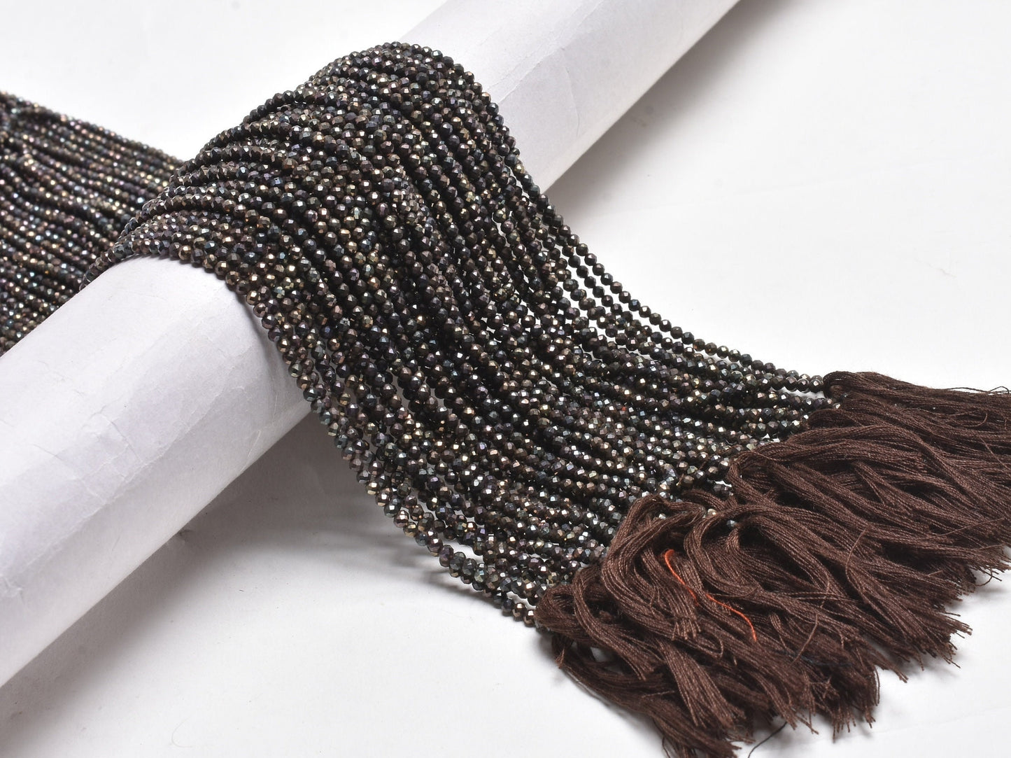 AAA Natural Black Spinal Copper Mystic Coated Micro Cut Beads,2.5mm Spinel Machine Cut Faceted Rondelle Beads, Spinel Tiny Bead Jewelry SALE