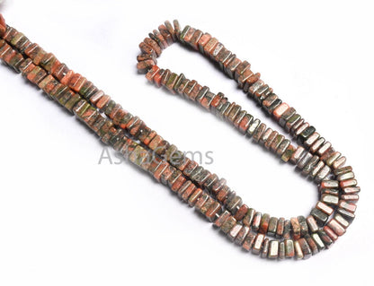 Beautiful Unakite Heishi Square Shape Gemstone Beads,55-6 mm, Natural Unakite Smooth Handmade Flat Square Unakite Beads Jewelry Making Craft