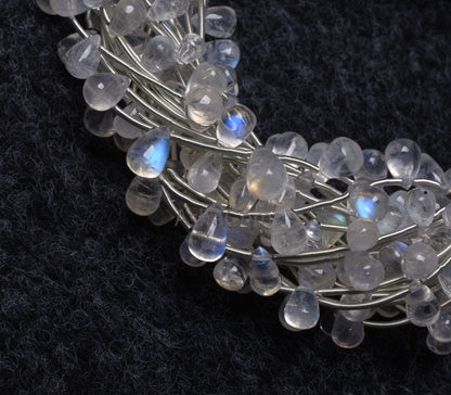 AAA Quality rainbow Moonstone Smooth drops shape beads,9"Strand Natural white rainbow Plain Teardrop handmade gemstone beads Jewelry makings