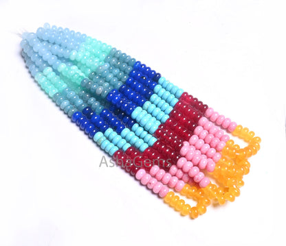 8mm Beautiful Mix Color jade Quartz Smooth Rondelle Beads, Fine Rainbow Disco Color Quartz Multi Shaded Gemstone Colorful Beads Jewelry SALE (AG 12315 )