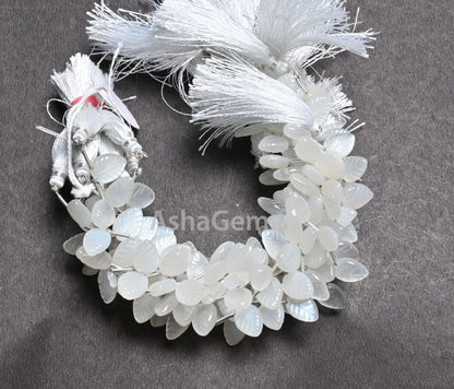 Natural White Moonstone fancy Leaves Carving Handmade Beads, AAA Quality Moonstone Carved Pear Briolette Teardrop Gemstone Bead Jewelry SALE