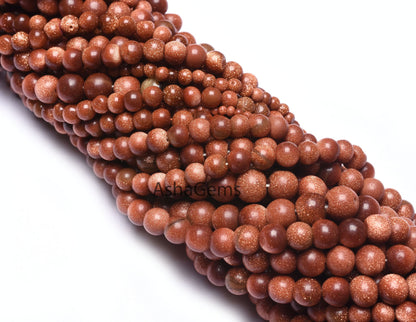 13" Strand Brown Sunstone Smooth Round Shape gemstone Beads, Sunstone Beads, Brown Red Sunstone Plain Round Ball Bead For Jewelry Craft SALE