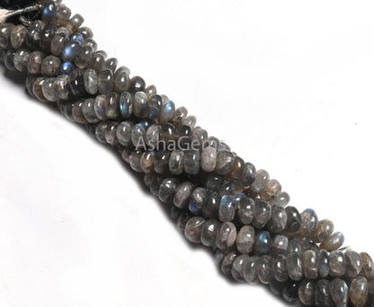 Natural Fire Labradorite Smooth Rondele handmade Beads,9" Strand Black Rainbow Bead Flashy Labradorite Gemstone Rondelle Beads Jewelry Craft