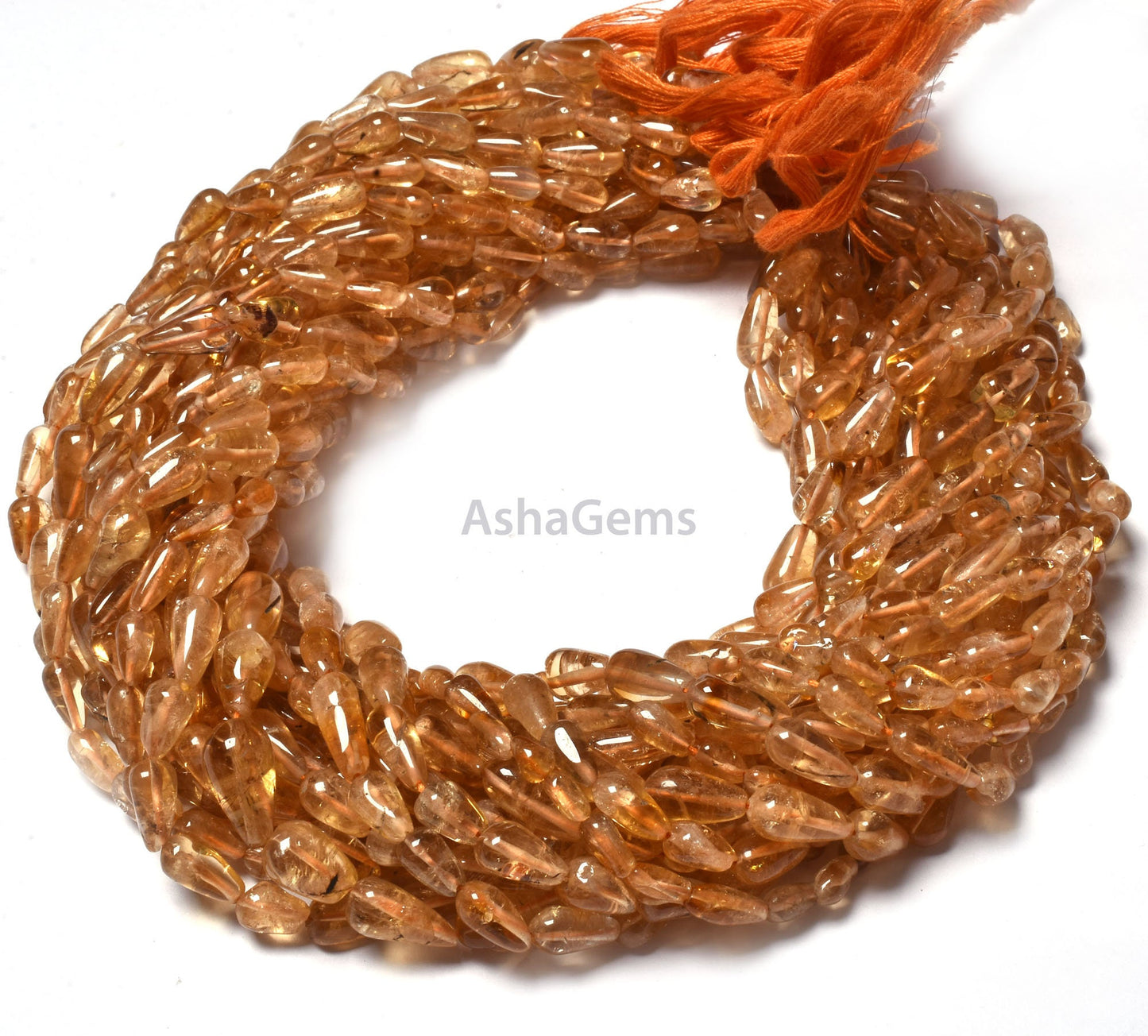 Beautiful Citrine Quartz Smooth Drops Shape Beads Natural Citrine Handmade Teardrop Gemstone Beads Straight Drill Jewelry Beads For Crafts