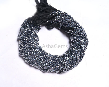 Beautiful Terra Hertz Faceted Coin Shape Beads,4 mm Silver Grey Black terahertz Briolette Gemstone Coin Tiny Beads Jewelry Making Craft SALE