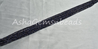 2 mm Natural Rare Blue Sapphire Micro Cut Rondelle Faceted Gemstone Beads,13" Real Sapphire Bead Machine Cut Tiny Beads Jewelry Making Craft