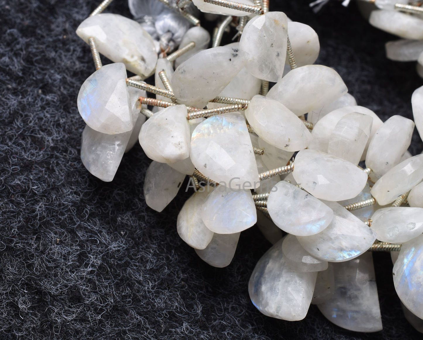 Natural rainbow Moonstone Fancy D Shape Gemstone Beads, Flashy White rainbow Moonstone Faceted Half Moon Briolette Beads Jewelry Craft Sale