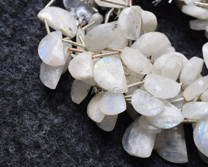 Natural rainbow Moonstone Fancy D Shape Gemstone Beads, Flashy White rainbow Moonstone Faceted Half Moon Briolette Beads Jewelry Craft Sale