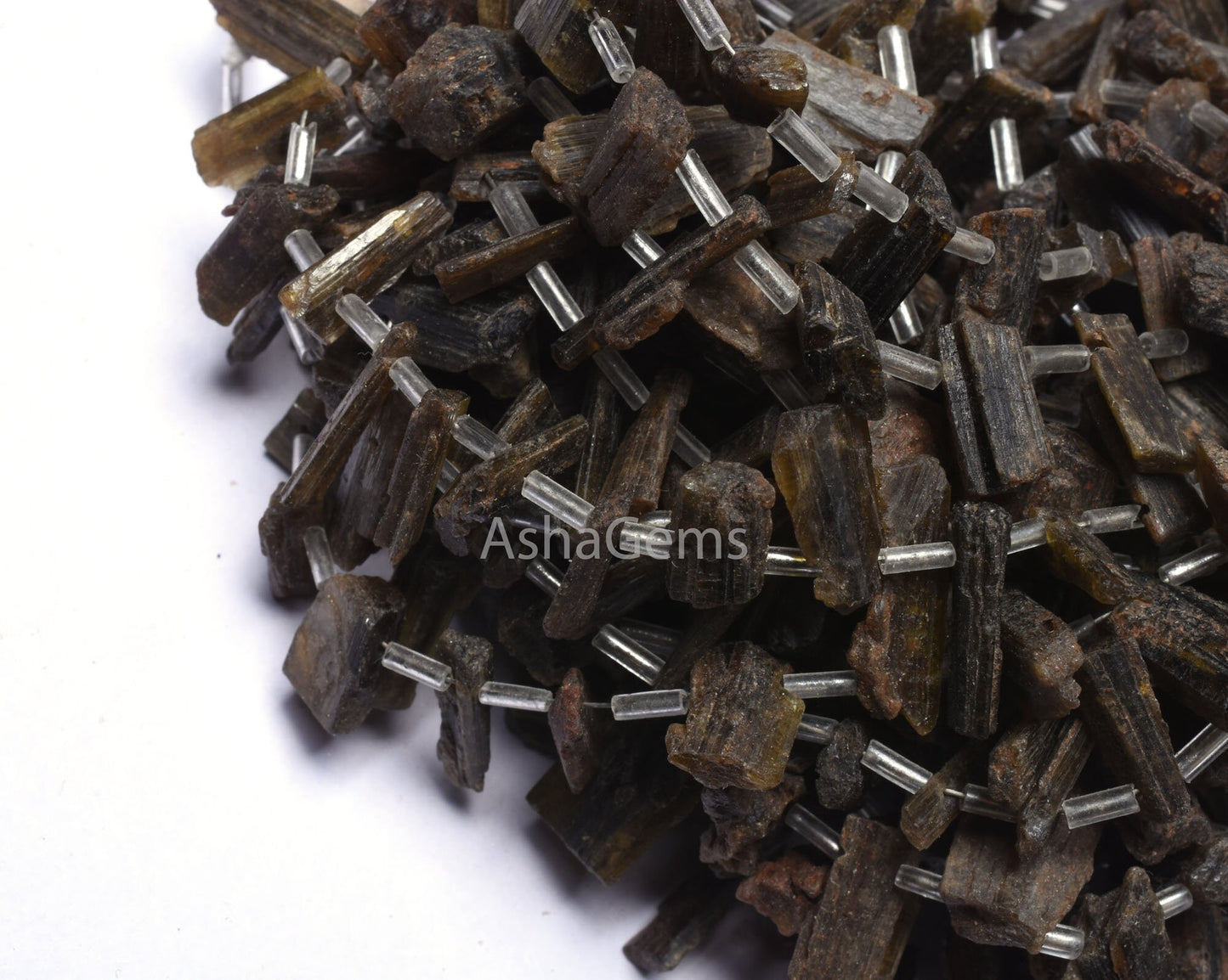 Natural Epidote Rough Gemstone Beads, 14 Inch Strand Epidote Beads, Epidote Long Raw Rough Stick Shape Uneven Beads For Boho Jewelry Crafts