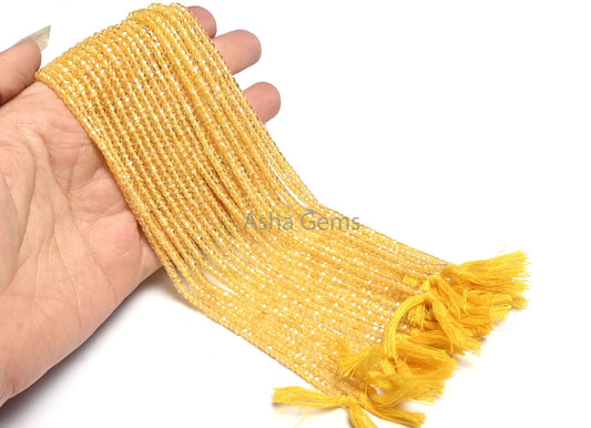 Beautiful Yellow Zircon Micro Cut Beads,3 mm Cubic Zirconia Rondelle Faceted Gemstone Beads,12.5" AAA Quality Zircon Bead Jewelry Craft SALE