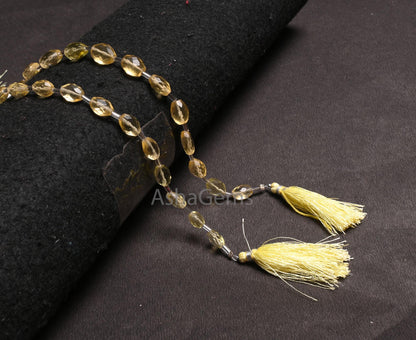 Fine Lemon Quartz Color Hydro Faceted Oval Checker cut Beads,10" Yellow Lemon Hydro Oval Briolette Straight Drill Beads Jewelry making Craft