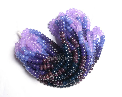 Beautiful Multi Blue Jade Quartz Smooth Rondelle Gemstone Beads,8 mm Disco Shaded Blue Brown Lavender Color Quartz Bead Jewelry making Craft (AG 12306)