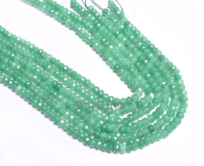 6 mm Beautiful Green Jade faceted Rondelle Beads,7/14" Fine Tree Green Jade Quartz machine cut Gemstone Loose Bead Jewelry Making Craft SALE