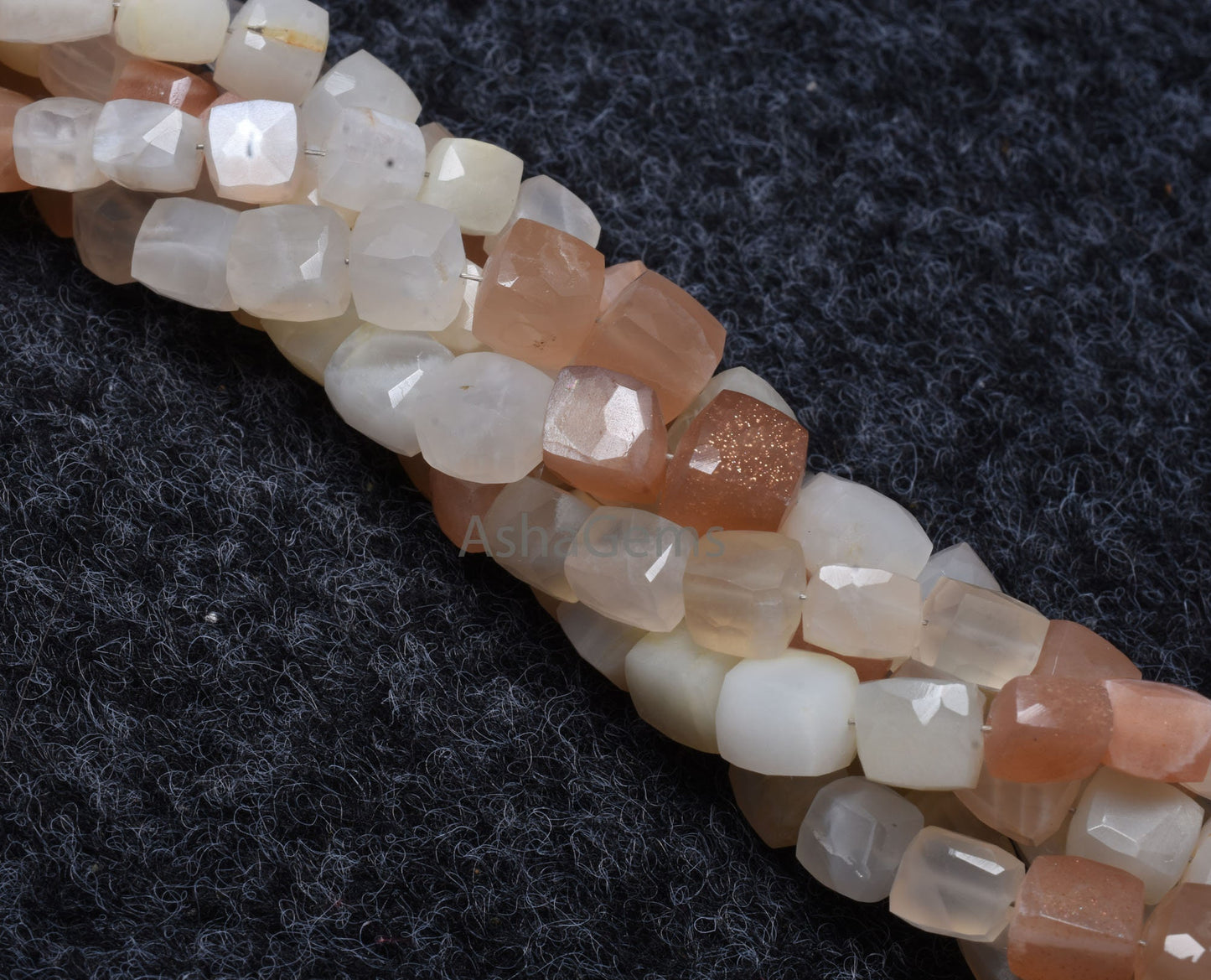 Shaded White-Pink Moonstone Faceted Box Gemstone Beads,8"strand natural Multi Moonstone Cube Beads Moonstone Beads Jewelry making Craft SALE