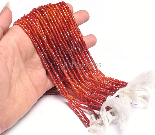 AAA Red Orange Shaded Zircon Micro Faceted Rondelle Gemstone Bead, 13" Strand Red Orange Wine Shaded Machine Cut Bead For Jewelry Craft SALE