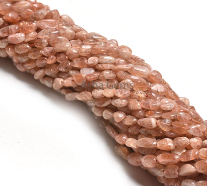 Beautiful Red Sunstone Smooth Nugget Shape Gemstone Beads,13"Strand Natural Sunstone Tiny Nugget Uneven Handmade Straight Drill Bead Jewelry