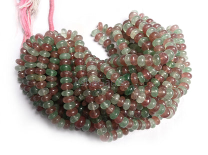 Shaded Pink Green Strawberry Quartz Rondelle Shape Handmade Beads, Natural Multi Strawberry Quartz Smooth Gemstone Loose Beads Jewelry SALE