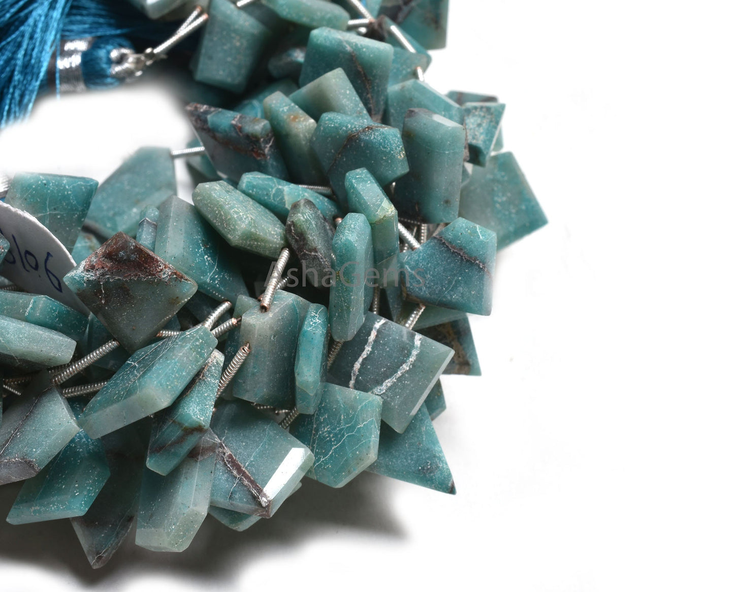 Beautiful Chrysocolla Fancy Uneven Silce Shape Faceted Gemstone Beads, Natural Blue Chrysocolla Table Cut Flat Side Drill Bead Jewelry Craft