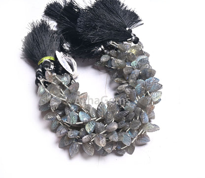 Fine Natural Blue Fire Labradorite Fancy Leaf Shape Carving Beads,8" Flashy labradorite handmade Carved Pear Gemstone Teardrop Bead Jewelry