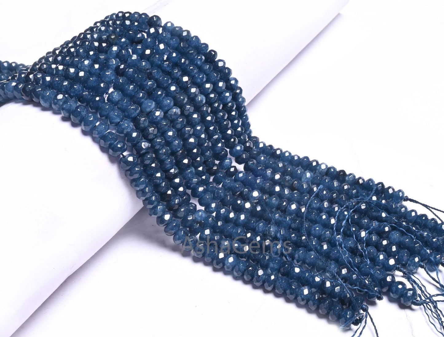6 mm Beautiful Navy Blue Color Jade Quartz faceted Rondelle Shape Beads, Fine Blue Jade machine cut Gemstone Loose Beads Jewelry Crafts SALE