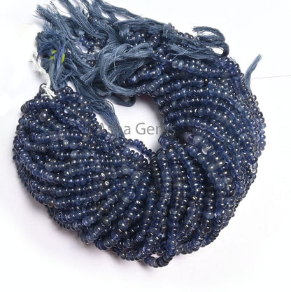 Beautiful Blue Iolite Smooth Rondelle Shape Beads, Natural Iolite Beads,13" Strand Iolite Plain Handmade Uneven Roundelle Bead Jewelry Craft