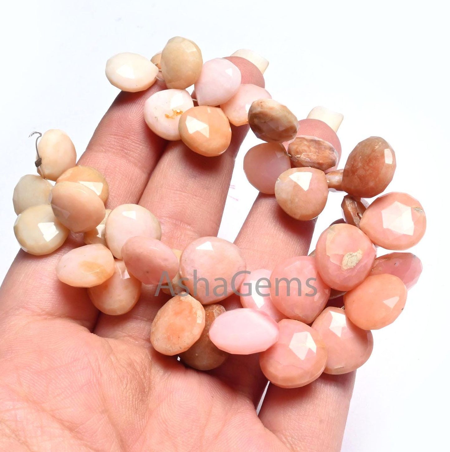Beautiful Pink Opal Faceted Heart Shape Beads,11.5-14mm Shaded Pink Opal Beads, Fine natural Opal Heart Briolette Gemstone Bead Jewelry SALE (AG 18605)