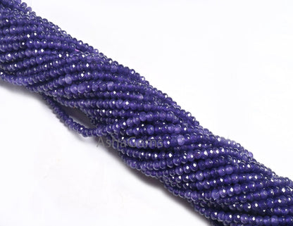 Beautiful Purple Blue Jade Quartz Faceted Rondelle Beads,4.5 mm Amethyst Color Jade Machine Cut Beads, Jade Quartz Beads Jewelry Crafts SALE (15390 c)