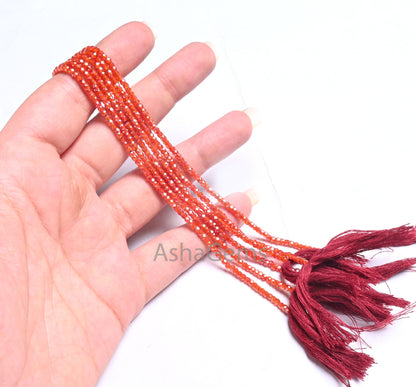 13.5" Strand AAA Quality Orange Zircon Micro Cut Tiny faceted beads,2.5 mm Dark Orange Cubic Zircon Machine Cut Rondelle Beads Jewelry Craft