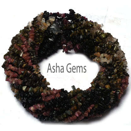 Natural tourmaline uncut chip Beads,34" Strand Multi tourmaline smooth raw rough Uneven Beads Gemstone tourmaline Chip beads Jewelry Crafts