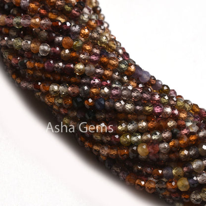 2.75 mm Tundra Sapphire Faceted Micro Cut Beads,13"Strand Real Multi sapphire Machine Cut Rondelle Gemstone Bead, Multi Disco sapphire Beads