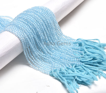 3.2 mm AAA Quality Topaz Sky Blue Coated Micro Cut Round Gemstone Beads, Natural Topaz Machine Cut Round Ball Beads, Coated Blue Topaz Beads
